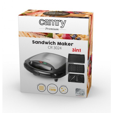 Camry | CR 3024 | Sandwich maker | 730 W | Number of plates 3 | Number of pastry 2 | Black - 4
